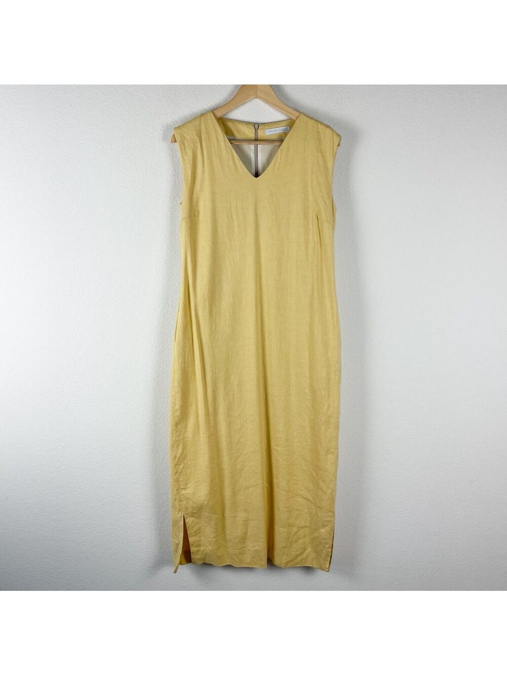 Fabiana Filippi Dress Womens XS Yellow Linen Cotton Coastal Minimal Italy Made